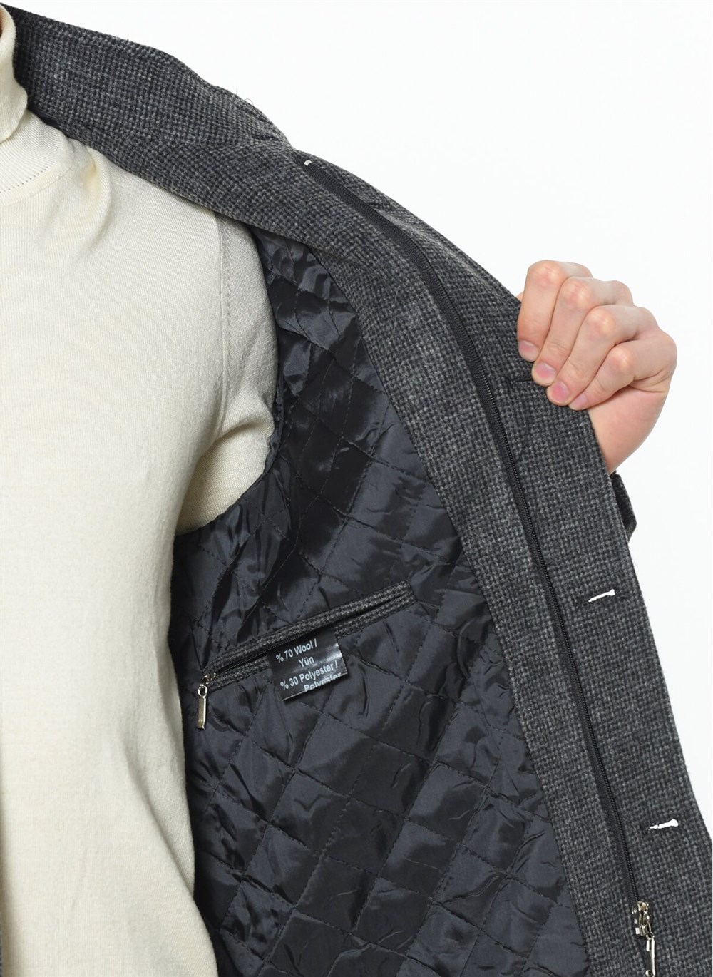 PLT8378 DEWBERRY MEN&#039;S COAT-PATTERNED ANTHRACITE