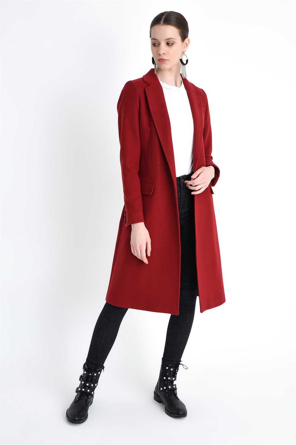 Z6613 DEWBERRY LADIES' COAT-BURGUNDY