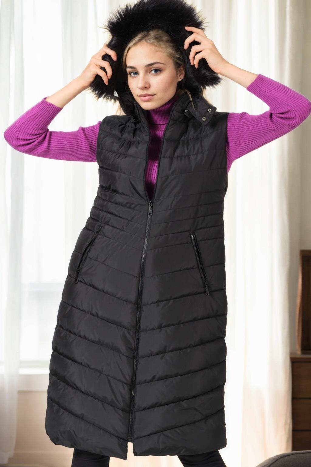 Z6752 DEWBERRY WOMEN'S VEST-BLACK-1