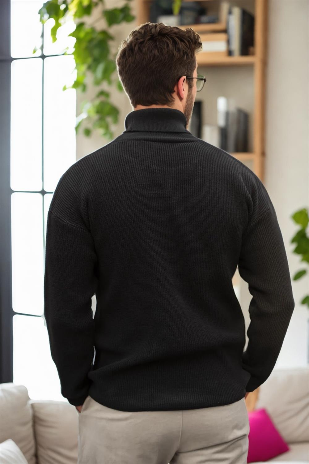 18701 Dewberry Turtleneck Mens Knitwear-BLACK