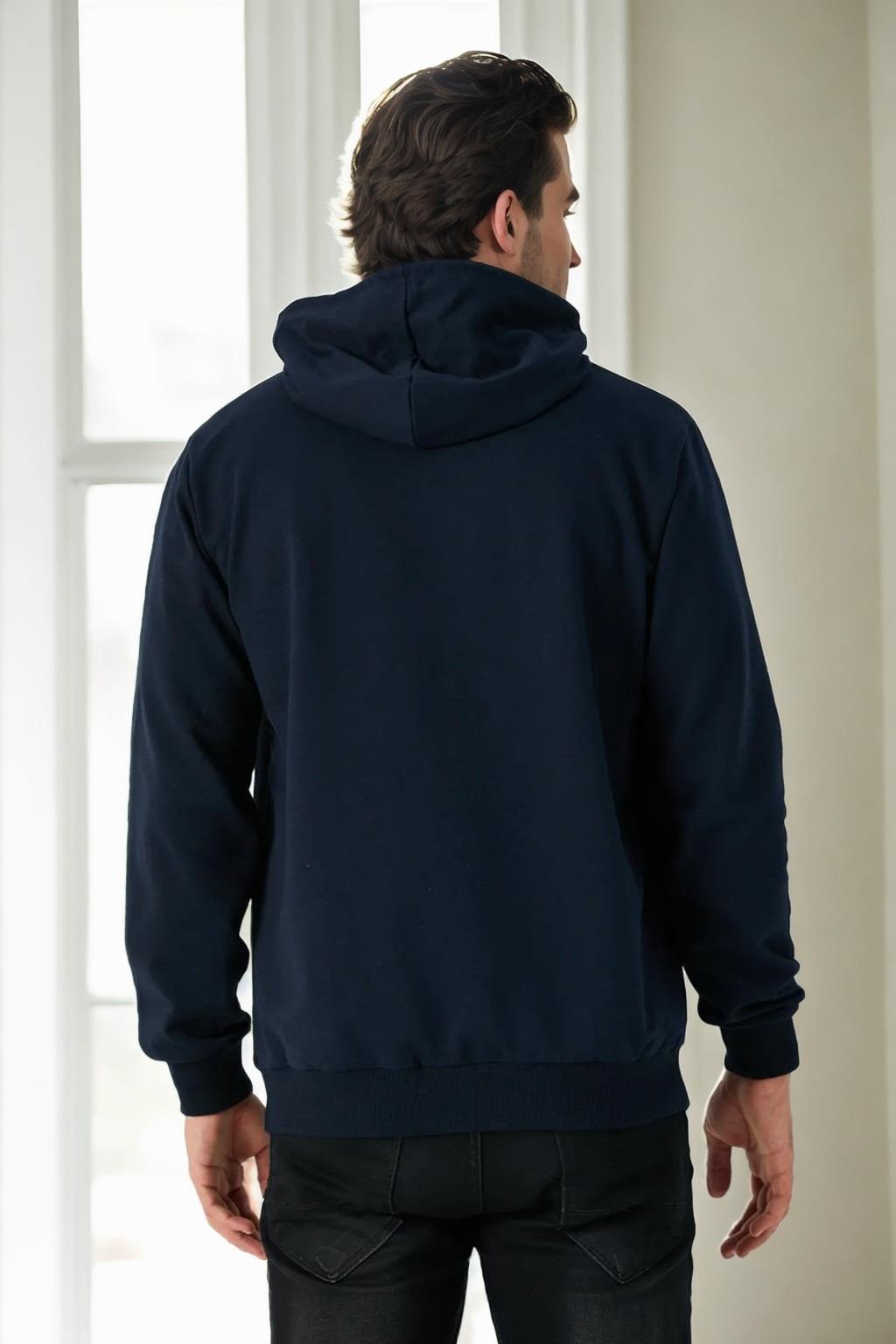 12612 Dewberry Hooded Kangaroo Pocket Mens Sweatshirt-NAVY