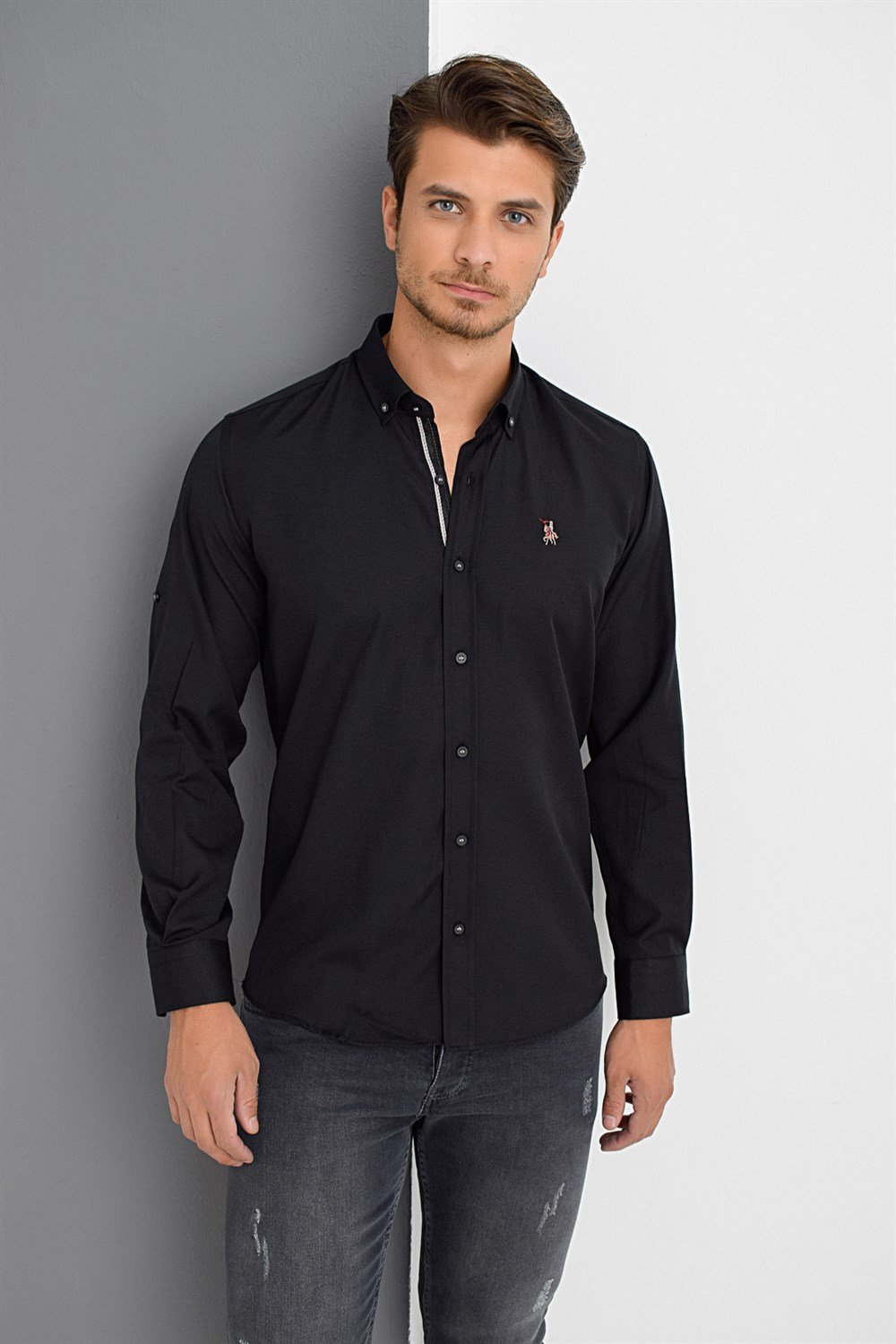 G674 DEWBERRY MEN'S SHIRT-BLACK