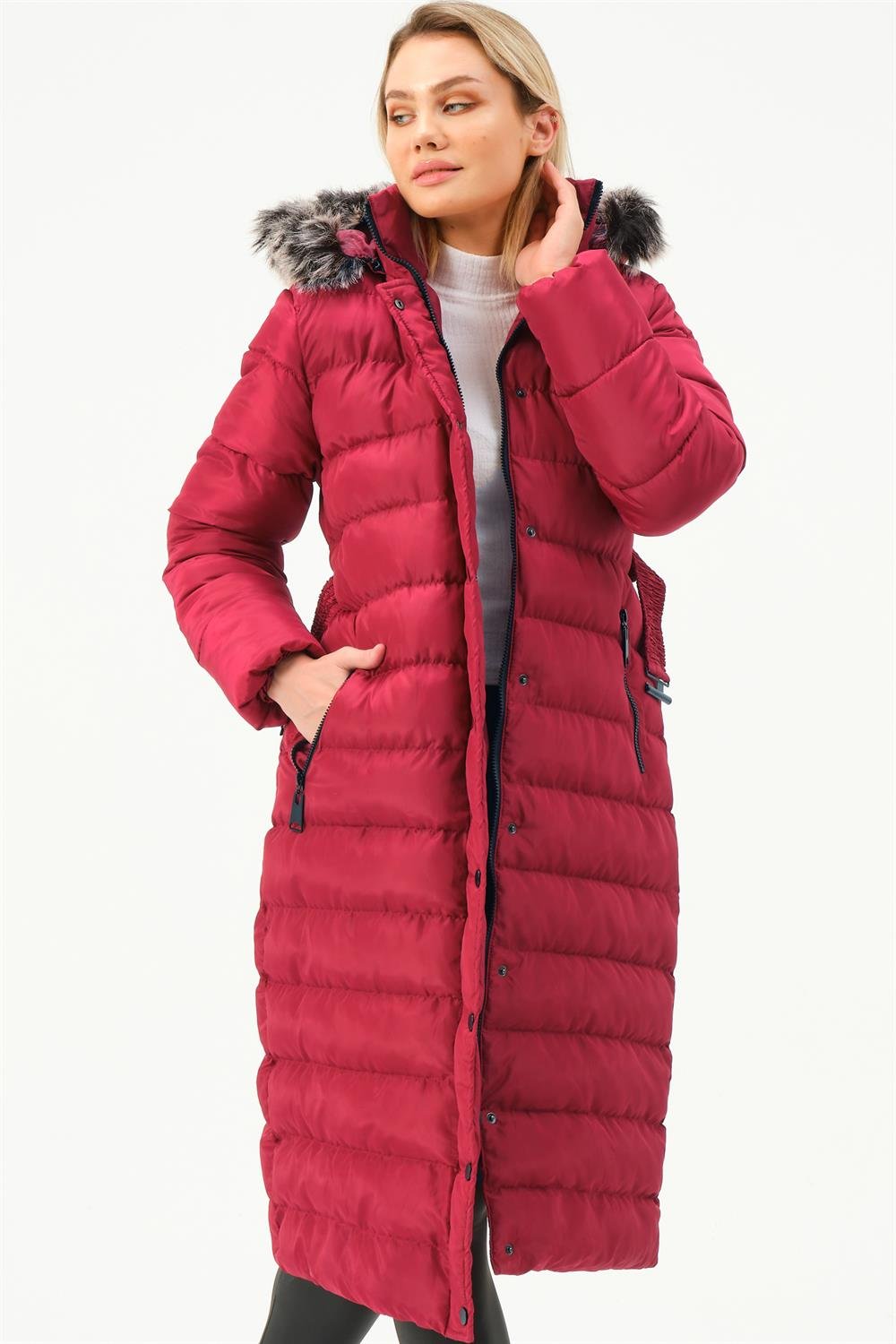 Z6779 DEWBERRY WOMEN'S COAT-BURGUNDY