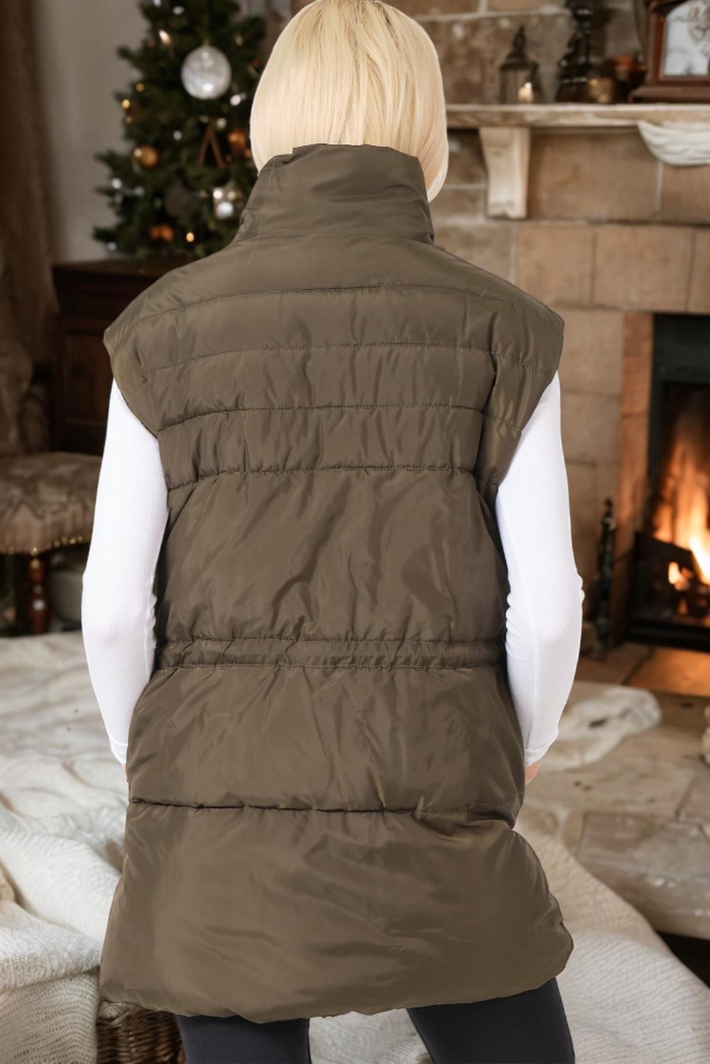 Z6747 DEWBERRY WOMEN'S VEST-PLAIN KHAKI