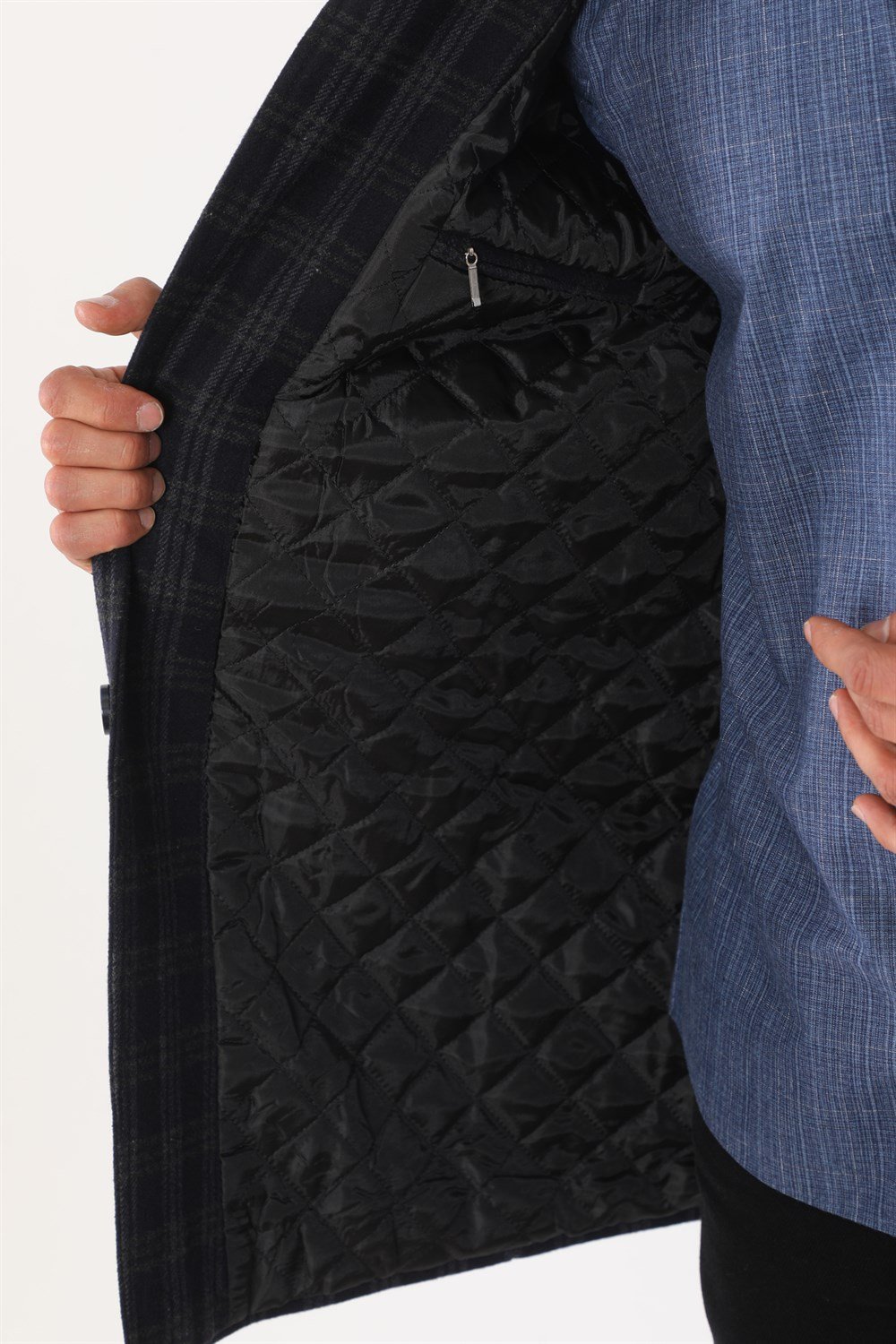 PLT8370 DEWBERRY MEN&#039;S COAT-PATTERNED NAVY BLUE