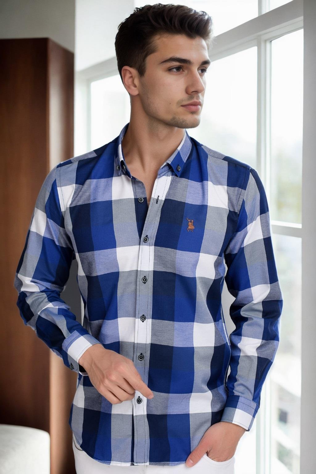 G962 DEWBERRY MEN&#039;S SHIRT-NAVY-BLUE
