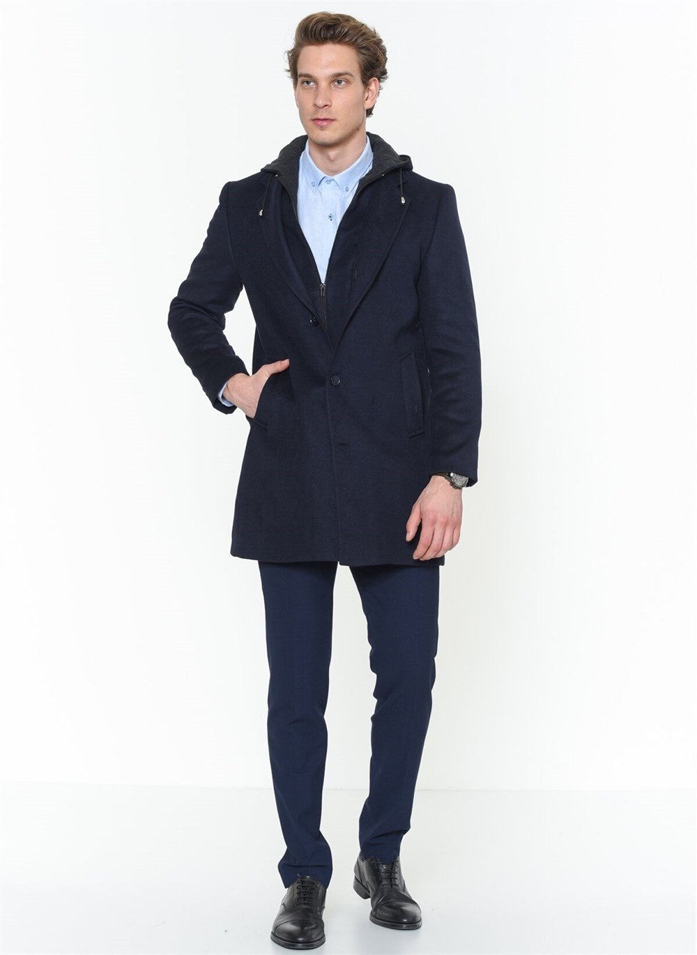 PLT8376 DEWBERRY MEN'S COAT-NAVY BLUE