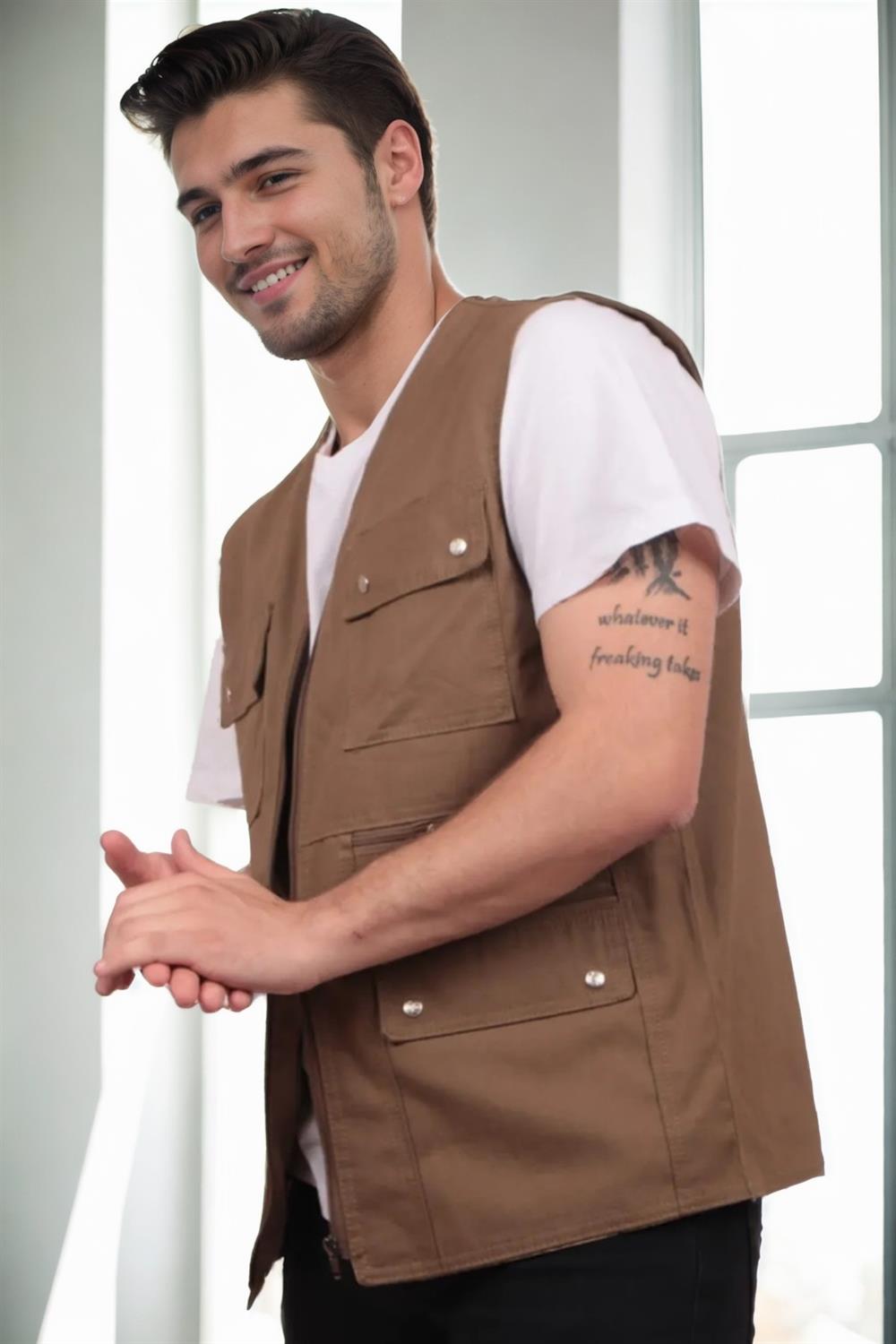 94105 Dewberry Multi-Pocket Mens Vest-COFFEE