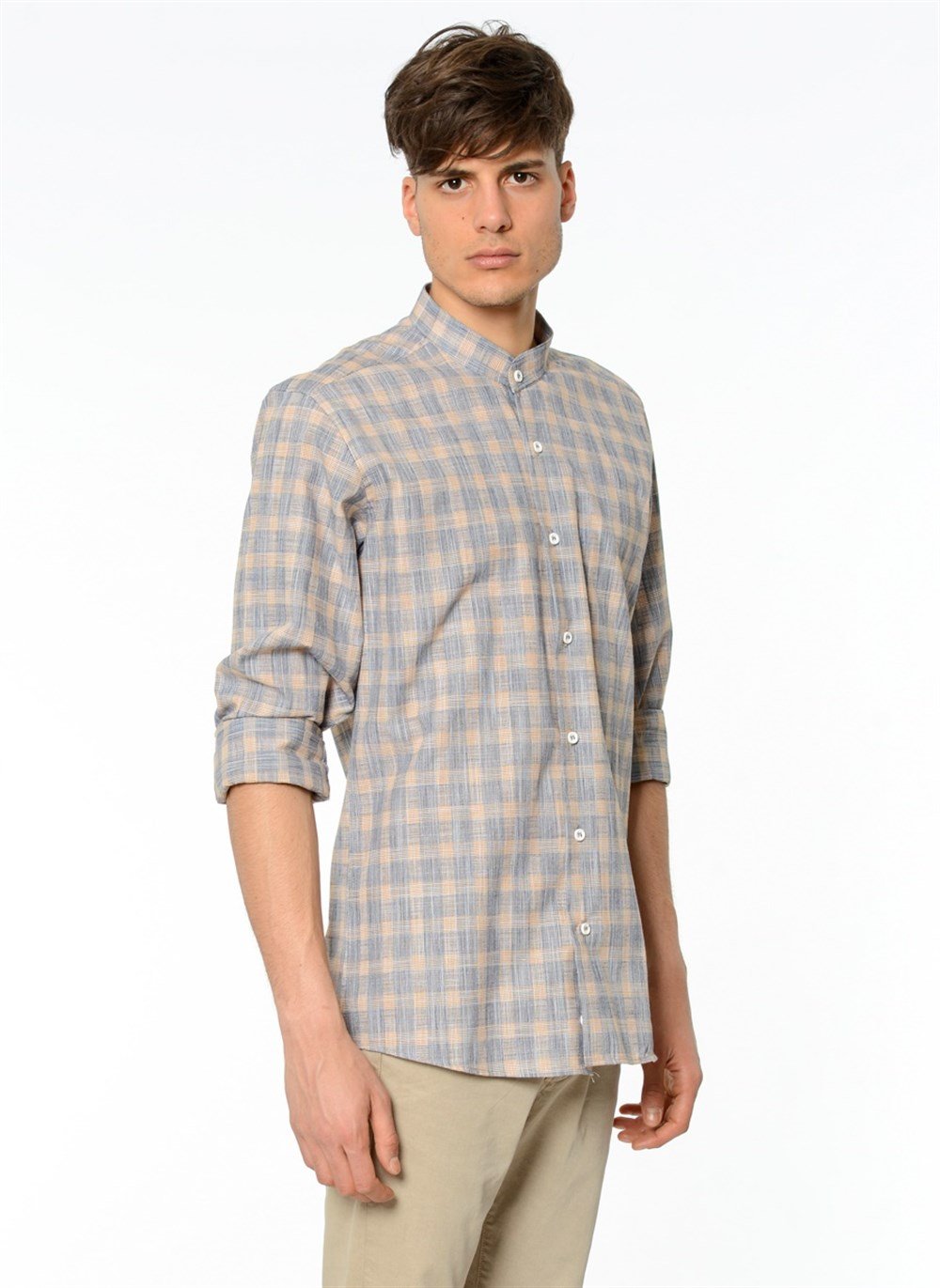 G618 DEWBERRY LINEN SHIRT-NAVY-BROWN