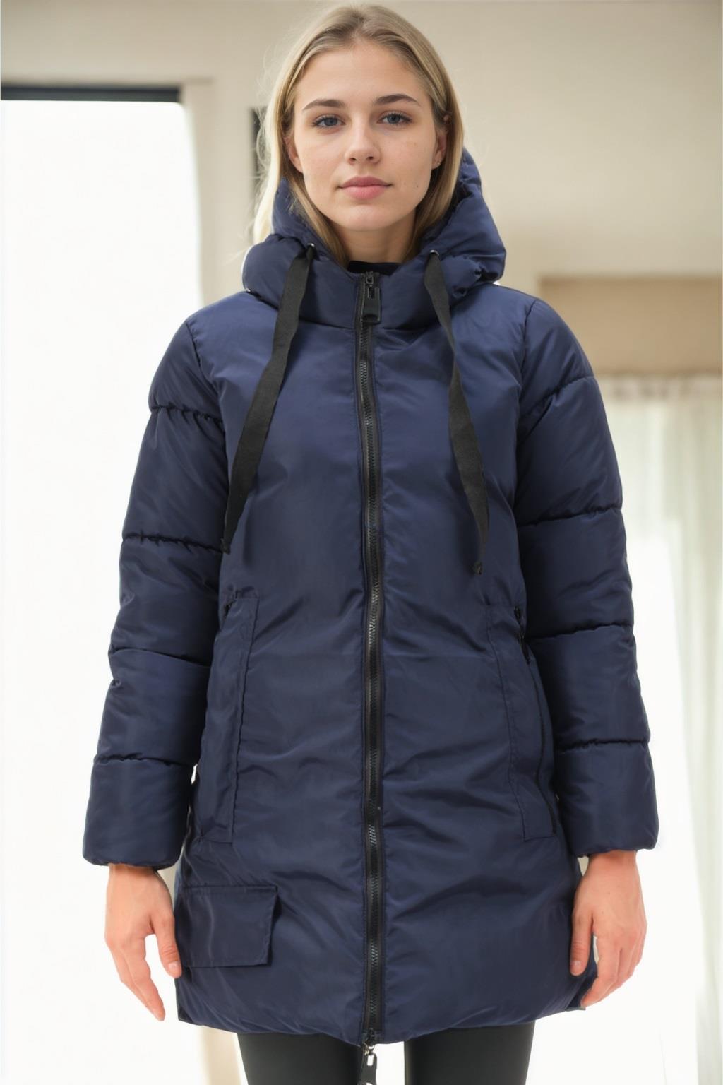 Z9773 DEWBERRY WOMEN'S COAT-NAVY BLUE