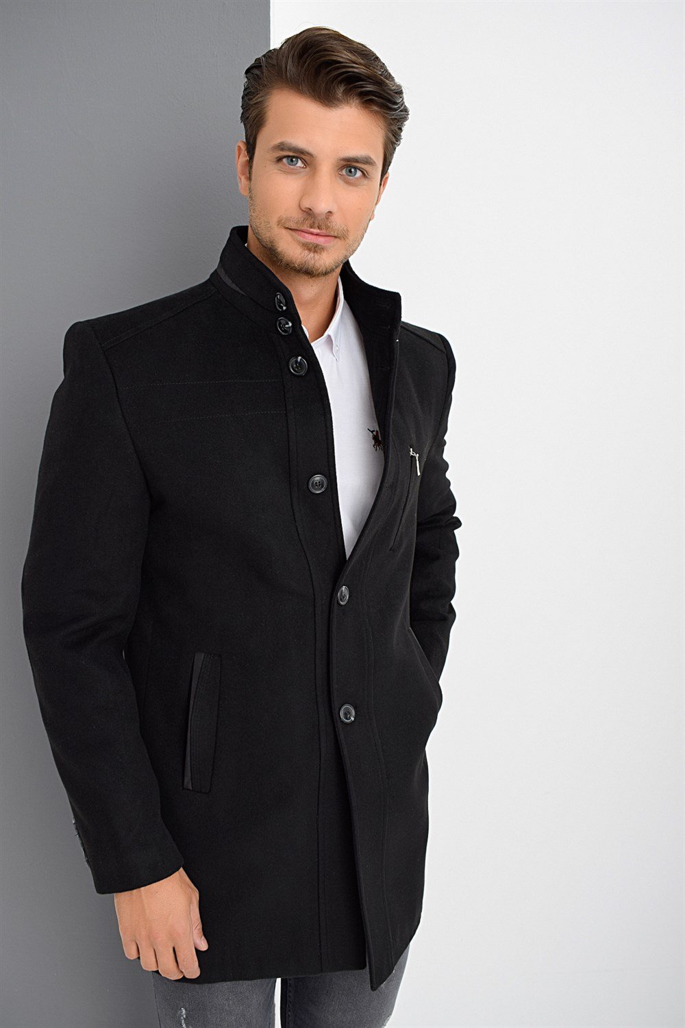 PLT8386 DEWBERRY MEN&#039;S COAT-BLACK