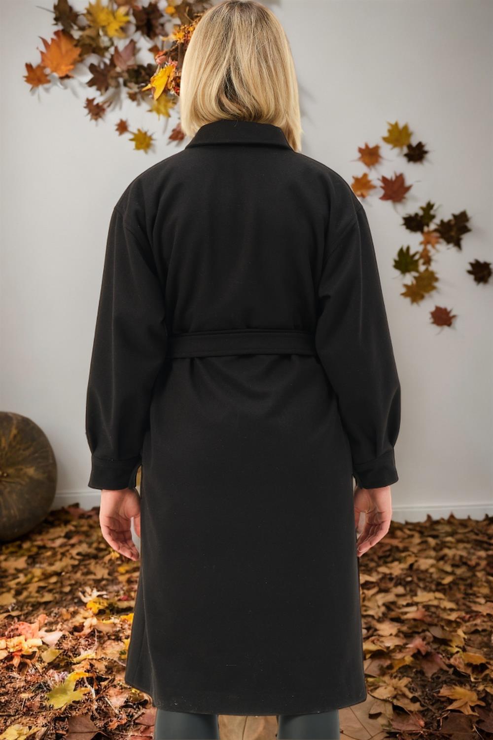 Z6777 DEWBERRY LADIES' COAT-PLAIN BLACK