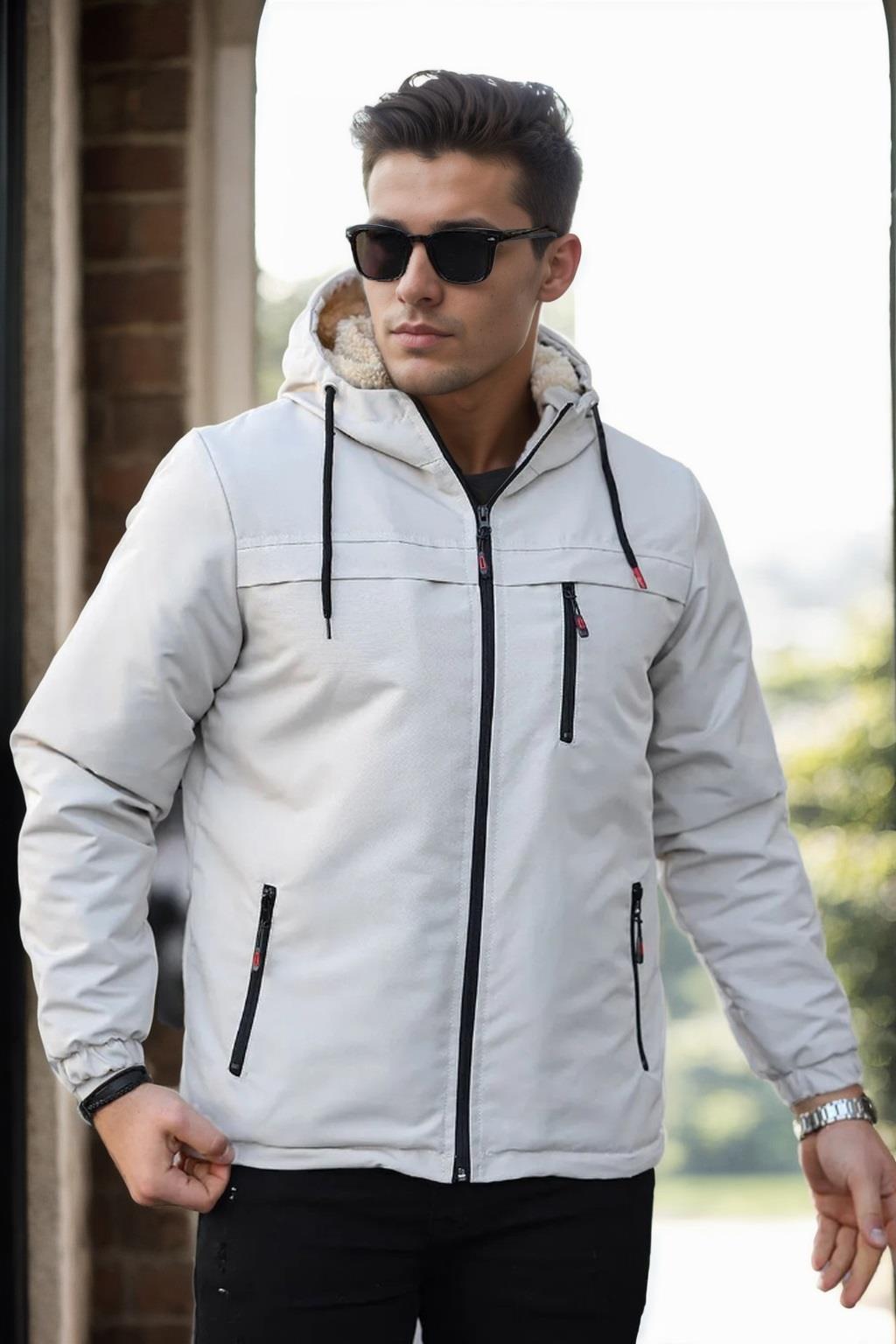 71189 Dewberry Inside Faux Für Mens Coat-BEIGE