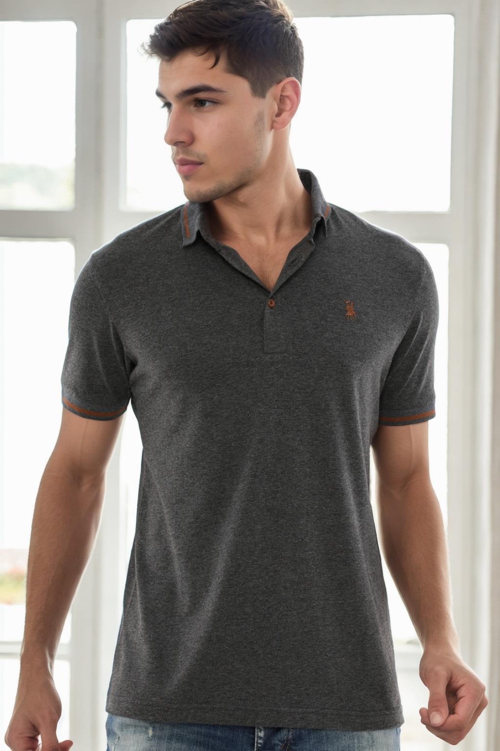 T9586 DEWBERRY MEN'S POLO SHIRT-ANTHRACITE-1