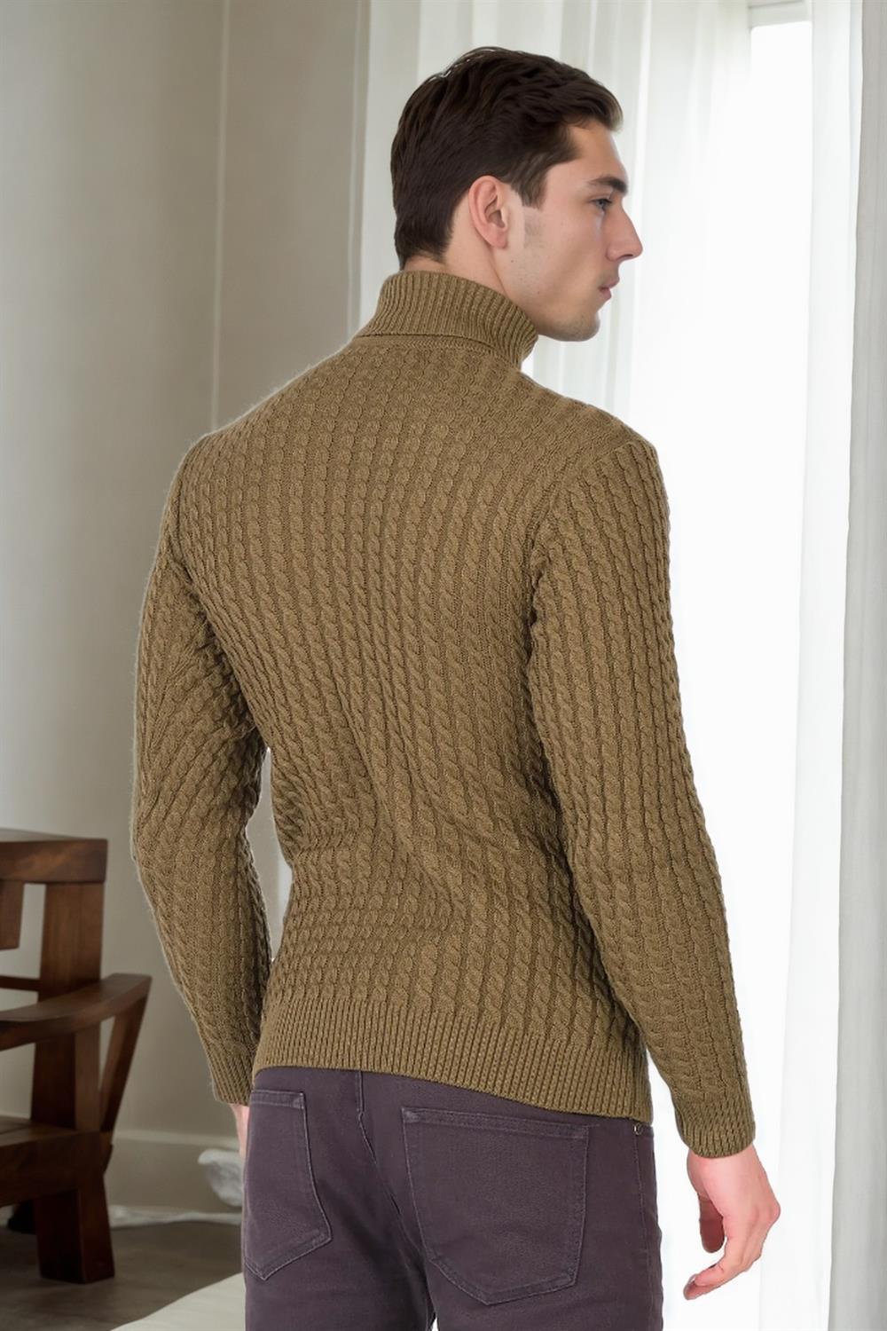 19295 Dewberry Turtleneck Mens Sweater-Khaki