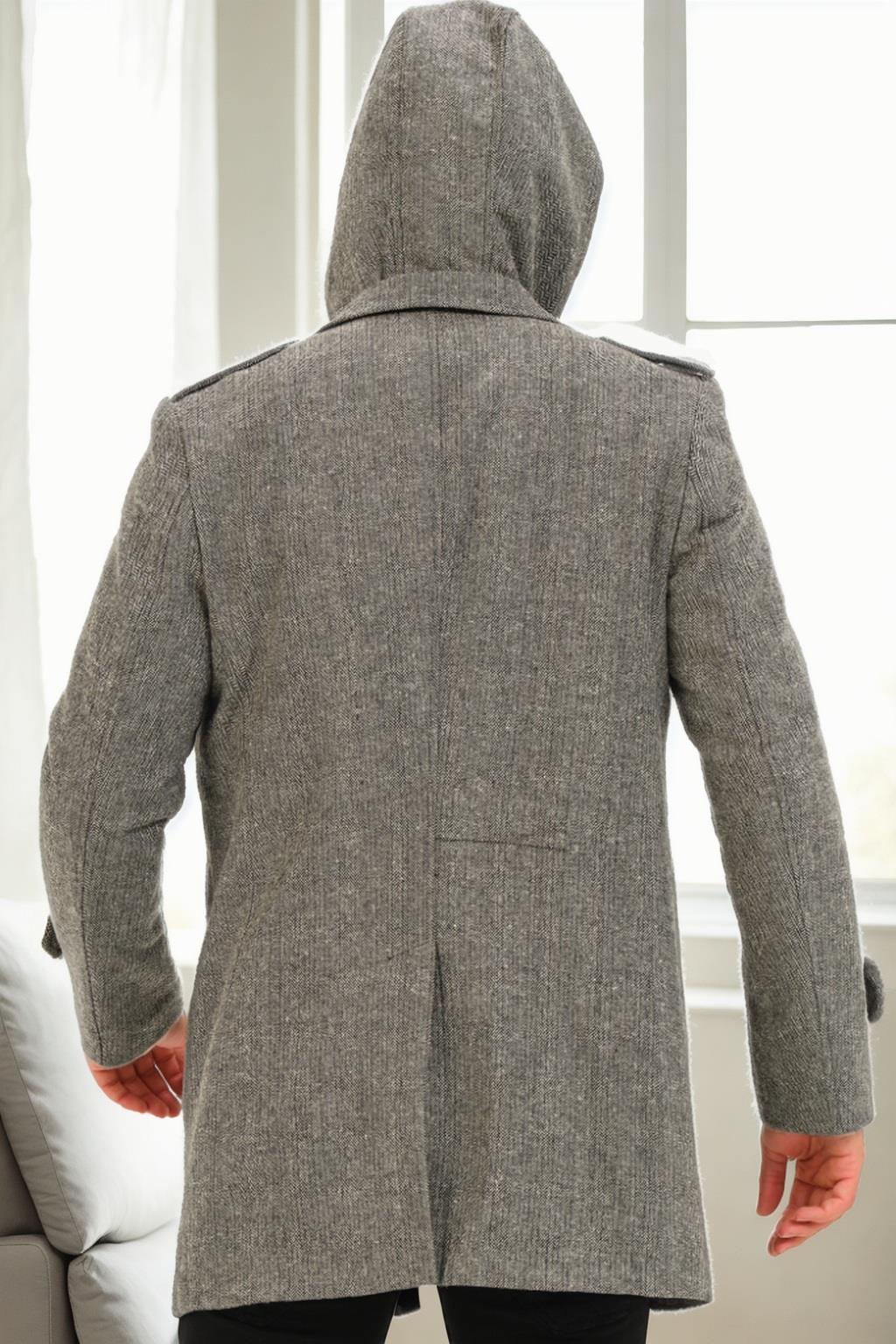 PLT9401 DEWBERRY MEN&#039;S COAT-DIAGONAL GREY