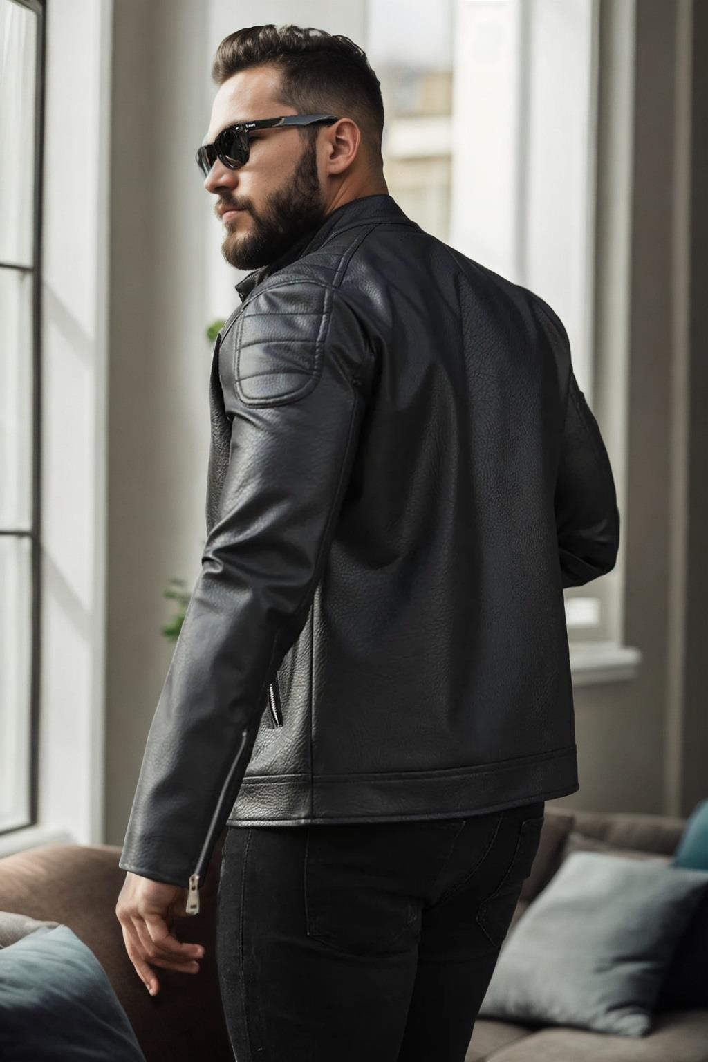 50494 Dewberry Mens PU Jacket-BLACK