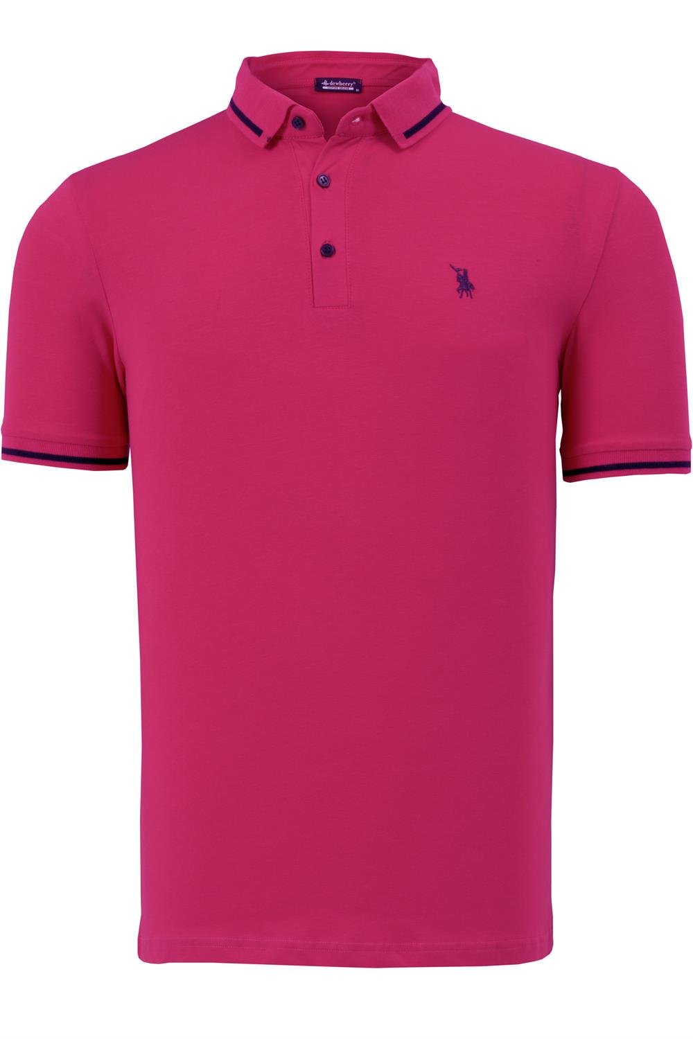 QUADRUPLE SET T8586 DEWBERRY MEN'S T-SHIRT-BLACK-WHITE-NAVY-FUCHSIA