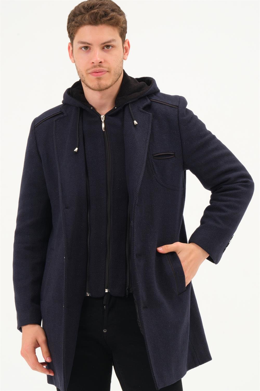 PLT8371 DEWBRRY MENS COAT-DIAGONAL NAVY BLUE