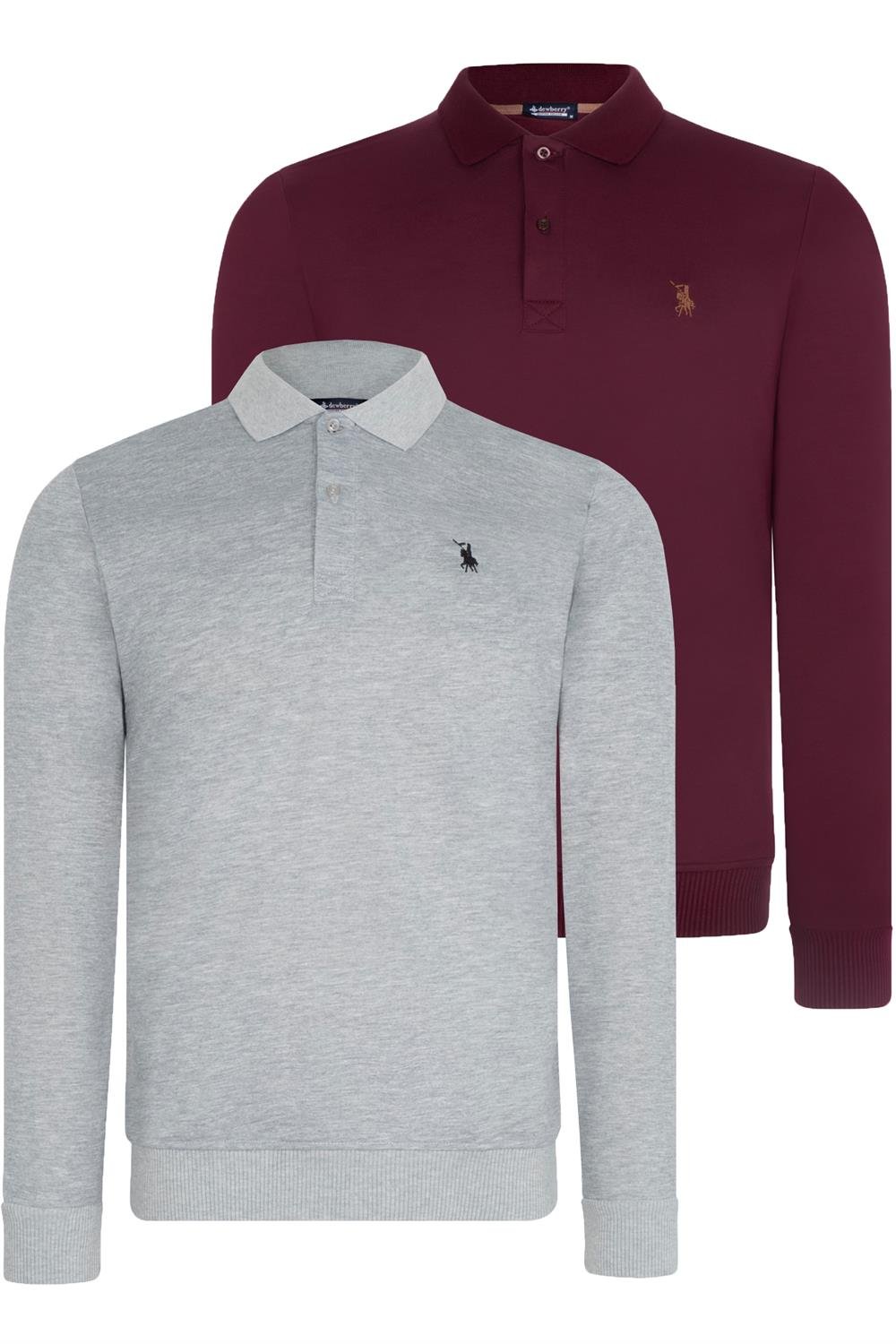 DOUBLE SET V4007 DEWBERRY MEN'S SWEATSHIRT-GREY-PURPLE