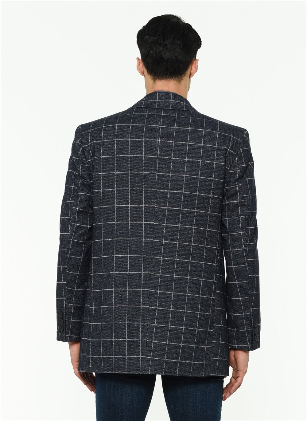 PLT8206 DEWBERRY MEN&#039;S COAT-PATTERNED NAVY BLUE