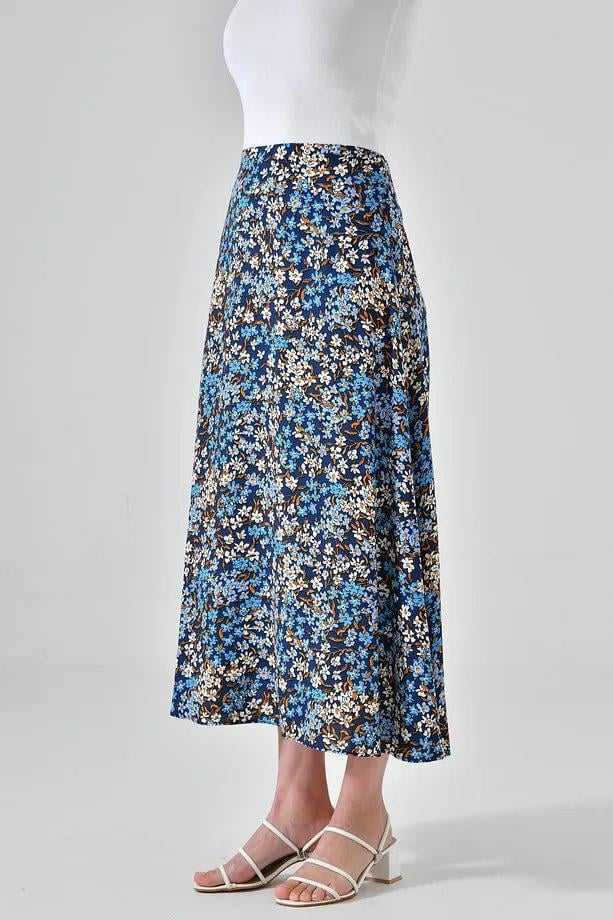16652 Dewberry Womens Midi Woven Skirt-NAVY BLUE