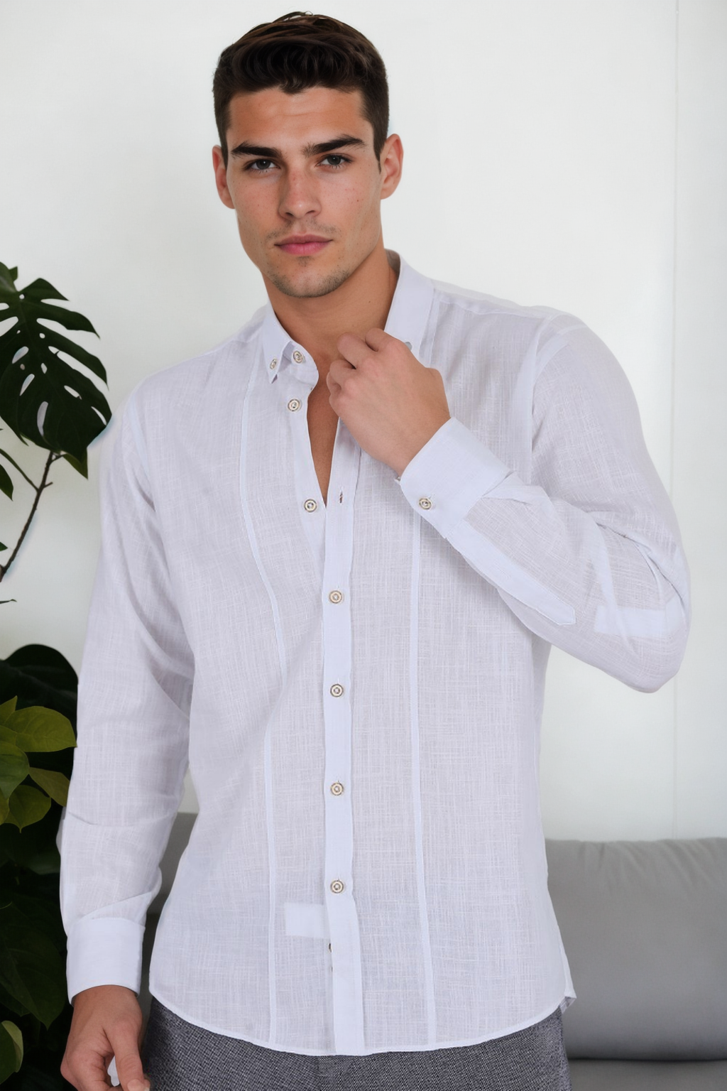 G921 DEWBERRY MEN'S SHIRT-WHITE