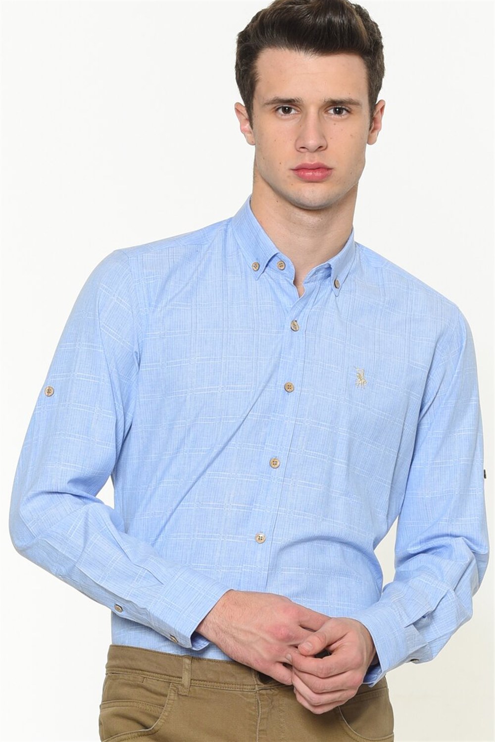 G682 DEWBERRY MEN&#039;S SHIRT-LIGHT BLUE