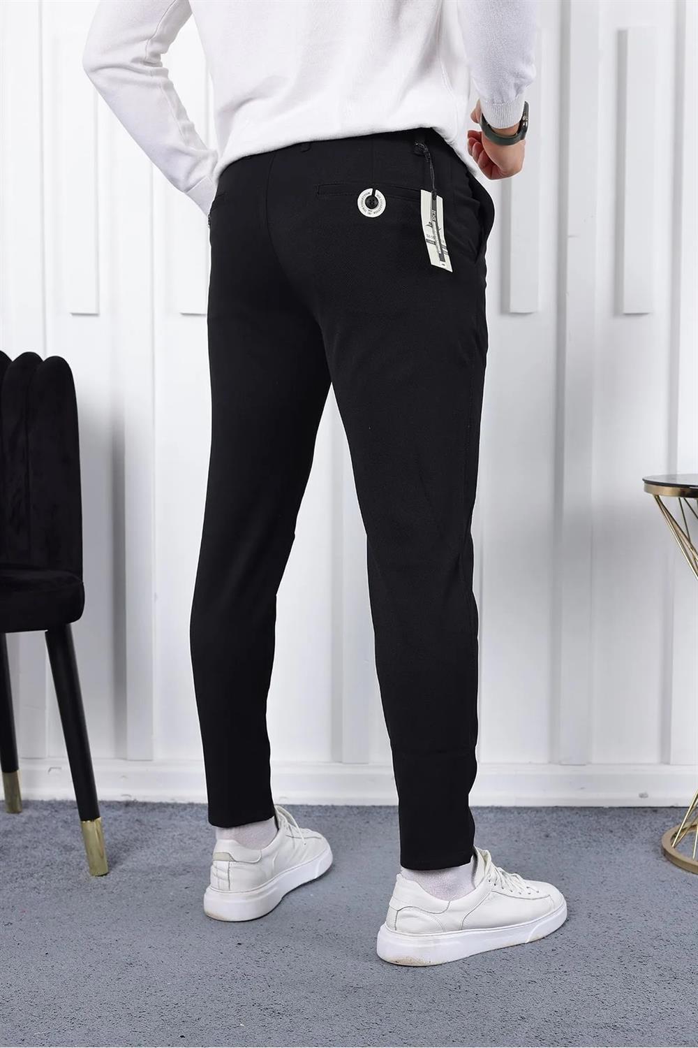 36197 Dewberry Ids Slim Fit Lycra Fabric Mens Trousers-BLACK