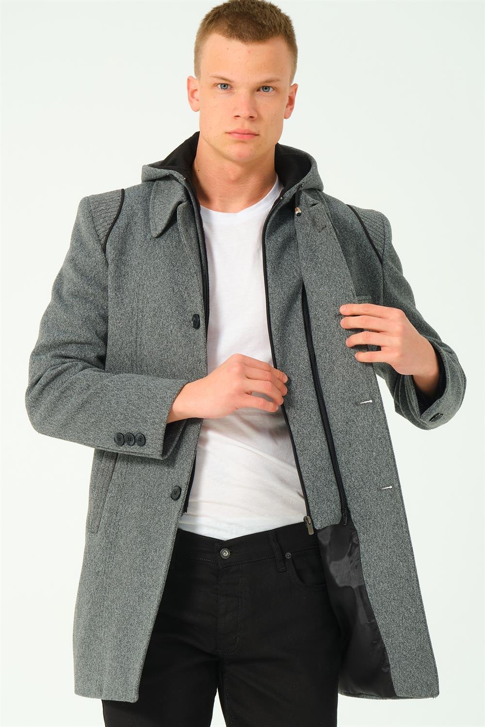 PLT8335 DEWBERRY MENS COAT-DARK GREY-2