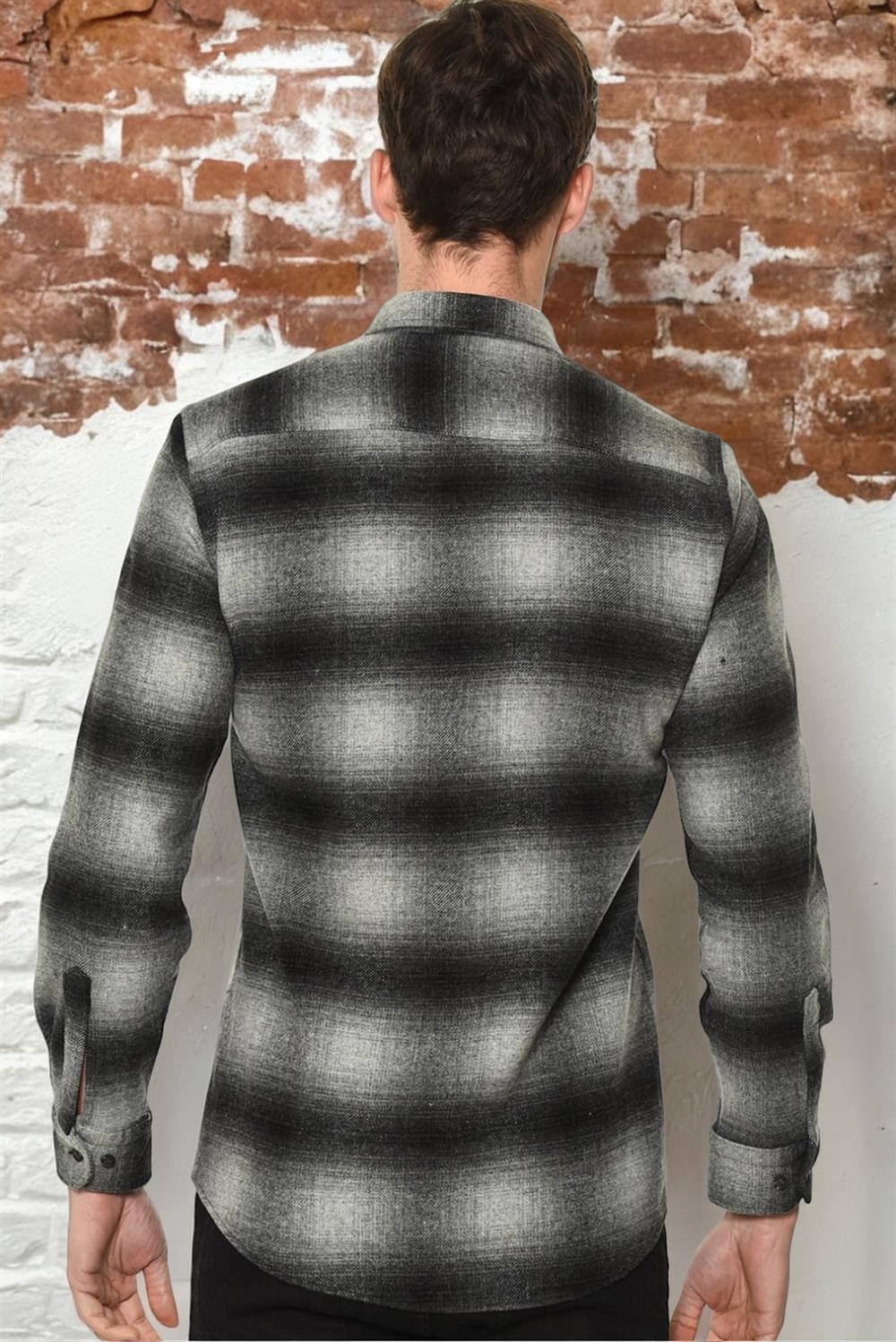 G697 DEWBERRY MENS SHIRT-BLACK-ANTHRACITE