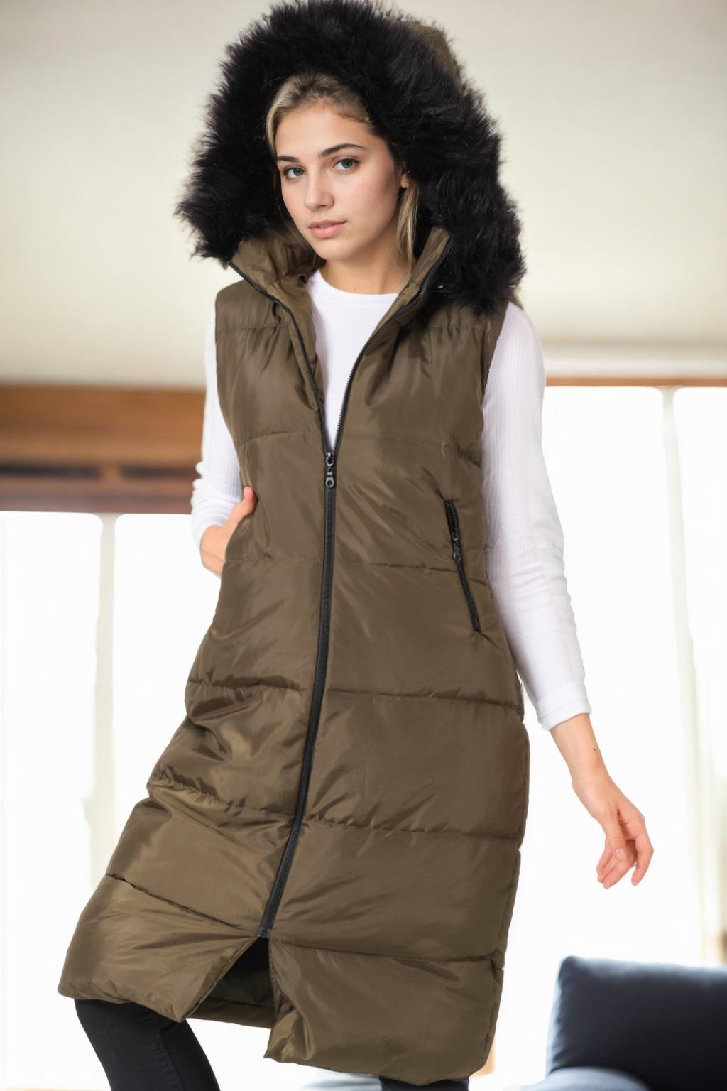 Z9741 DEWBERRY WOMEN'S VEST-KHAKI