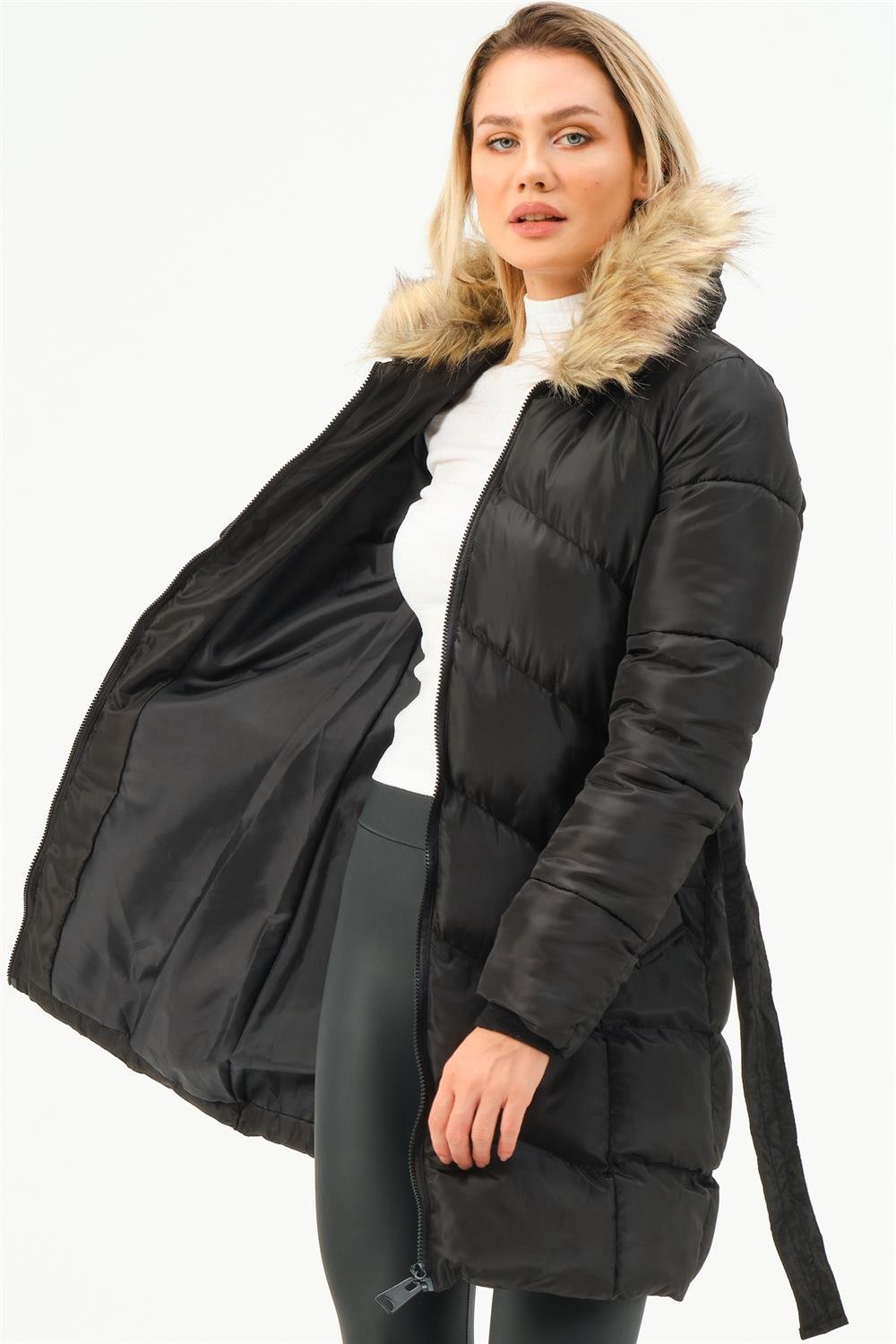 Z6767 DEWBERRY WOMEN'S COAT-BLACK