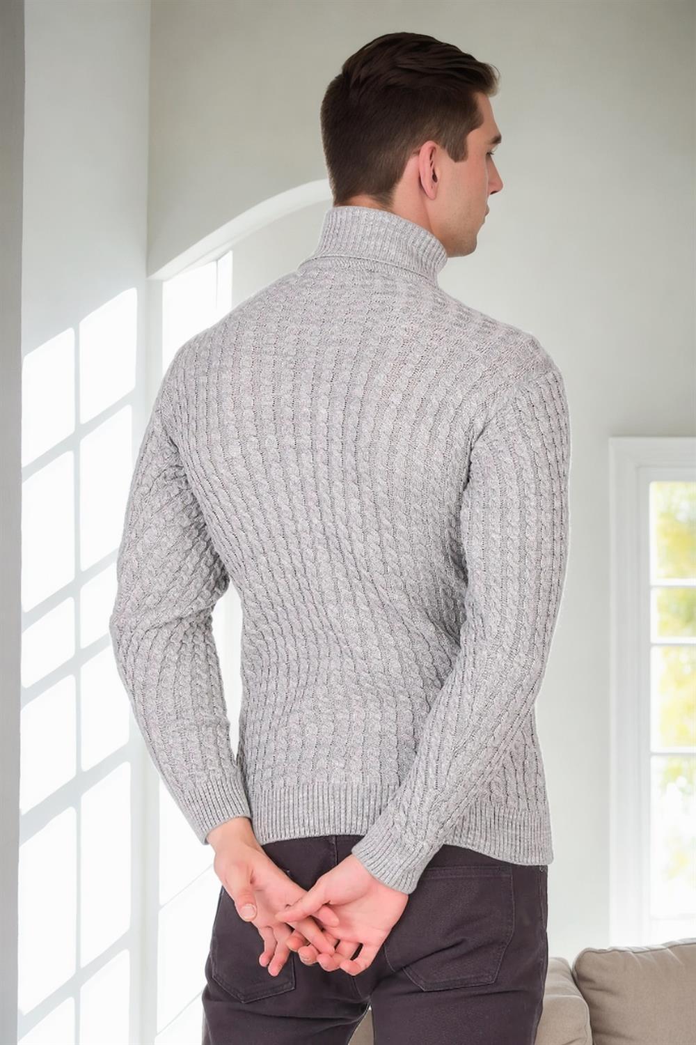 19295 Dewberry Turtleneck Mens Sweater-LIGHT GREY
