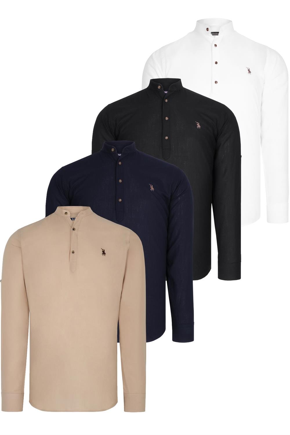 SET OF FOUR G783 DEWBERRY JUDGE COLLAR SHIRT-BLACK-WHITE-NAVY-BEIGE