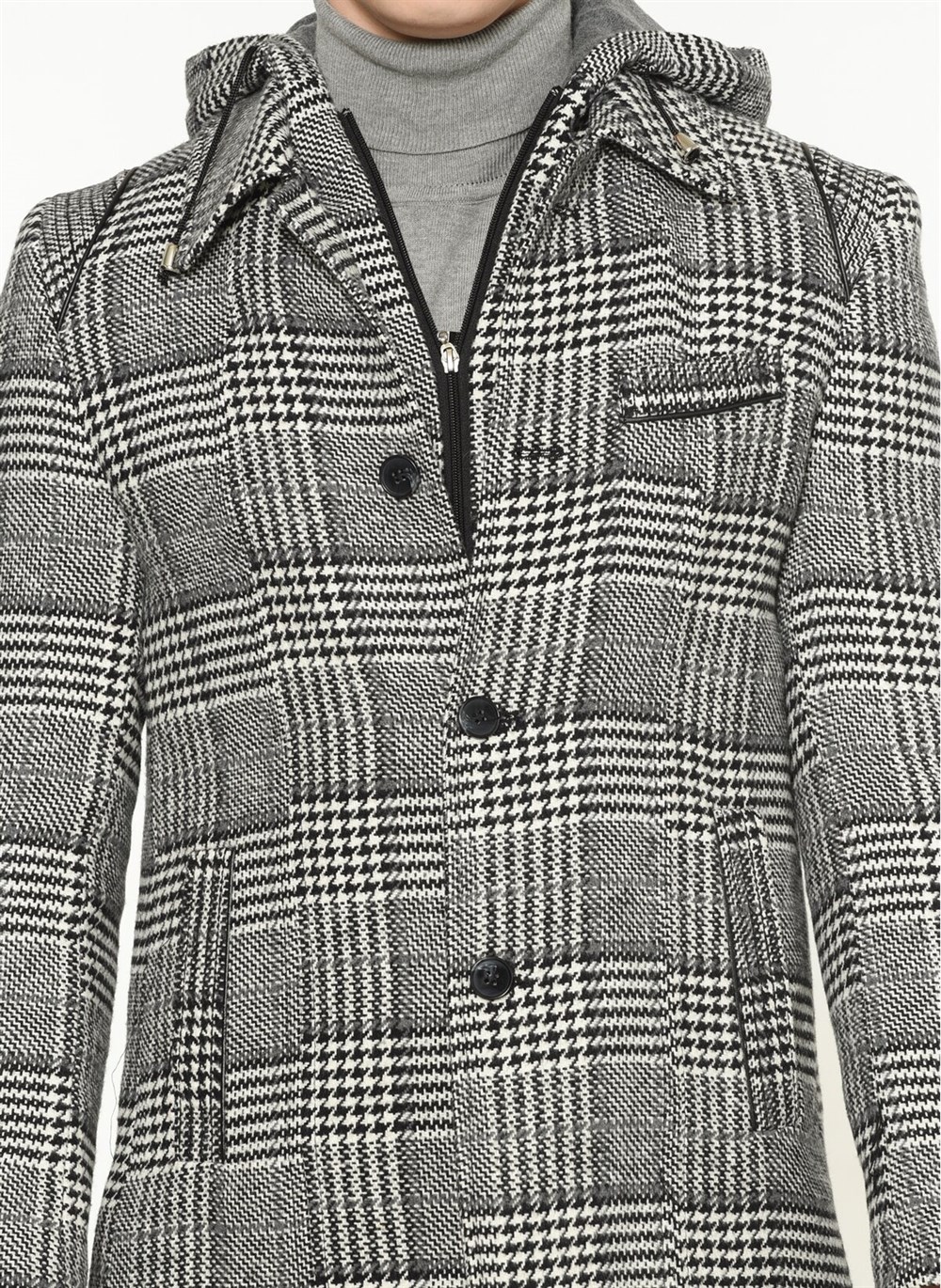 PLT8335 DEWBERRY MEN'S COAT-PATTERNED BLACK