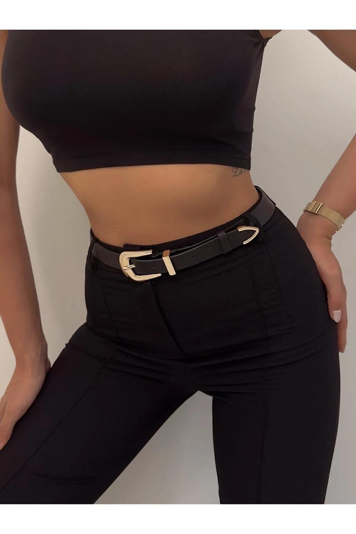 64824 Dewberry Womens Trouser Belt-BLACK-GOLD