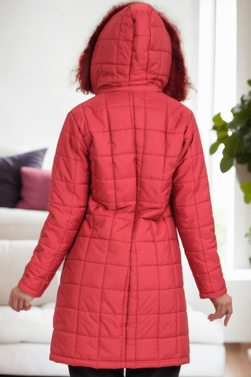 Z6653 DEWBERRY LADIES' COAT-BURGUNDY-1