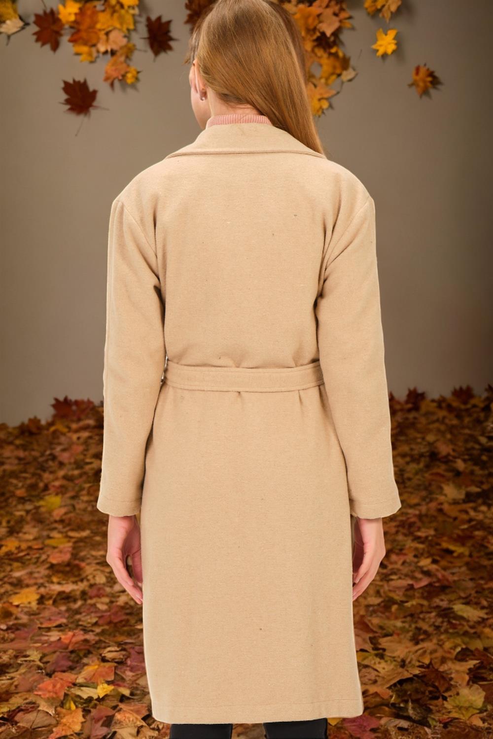 Z6765 DEWBERRY LADIES COAT-PLAIN BEIGE