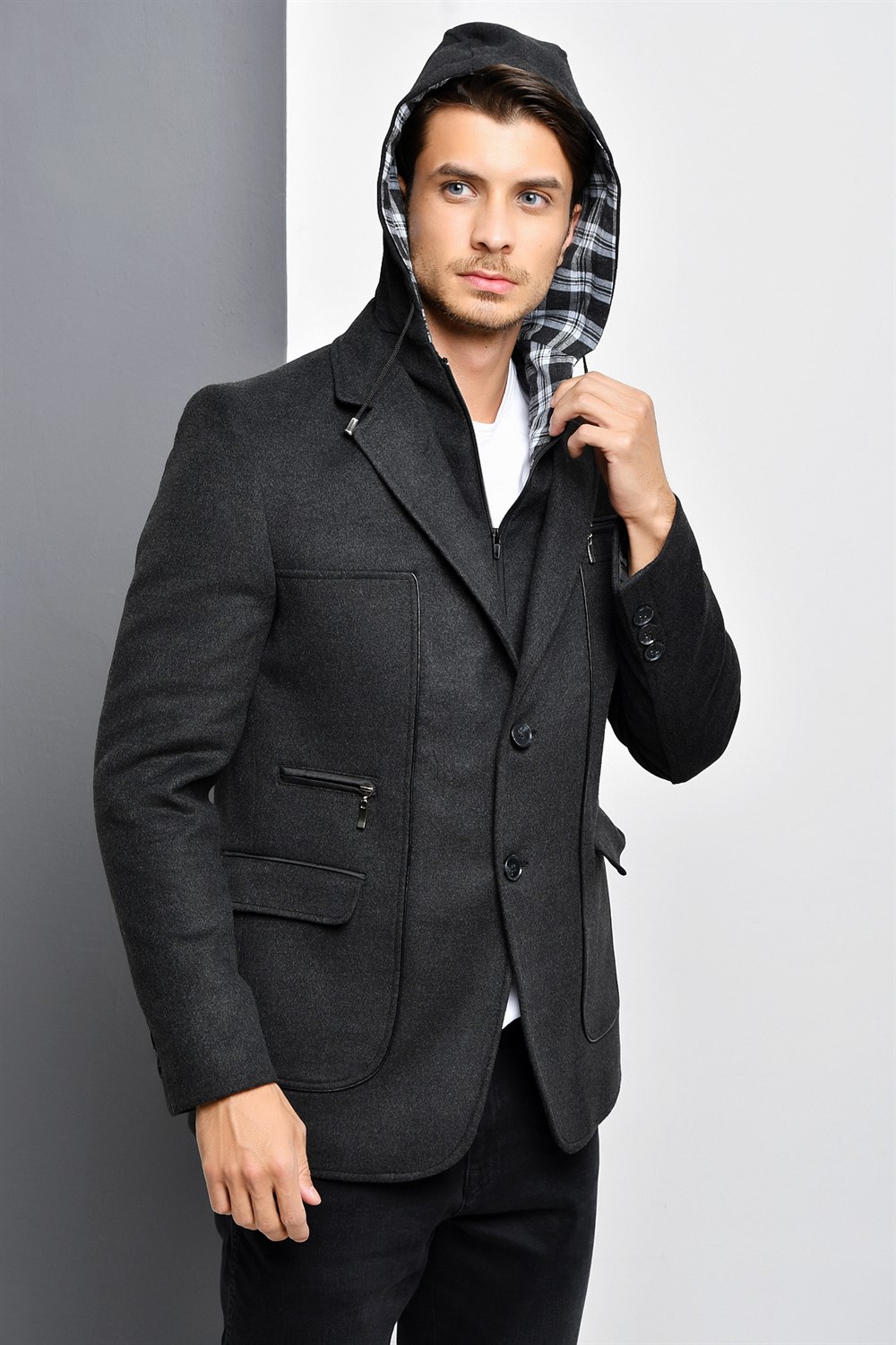 K7540 DEWBERRY MEN&#039;S COAT-ANTHRACITE