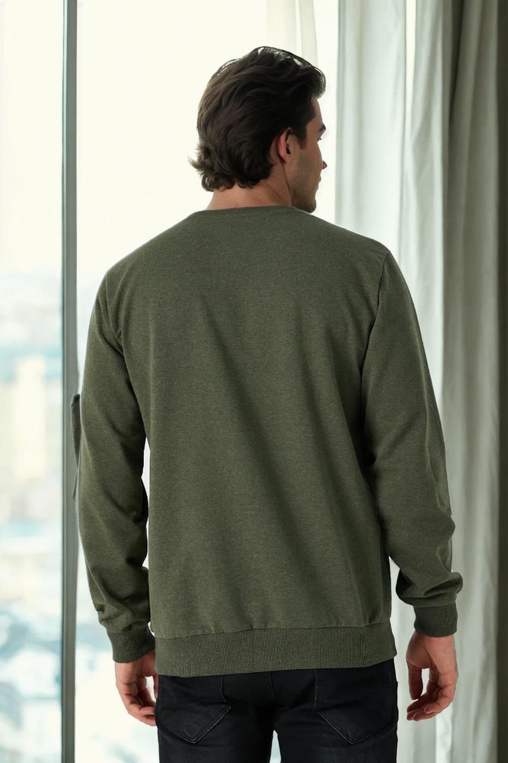 64602 Dewberry Basic Crew Neck Mens Sweatshirt-Khaki