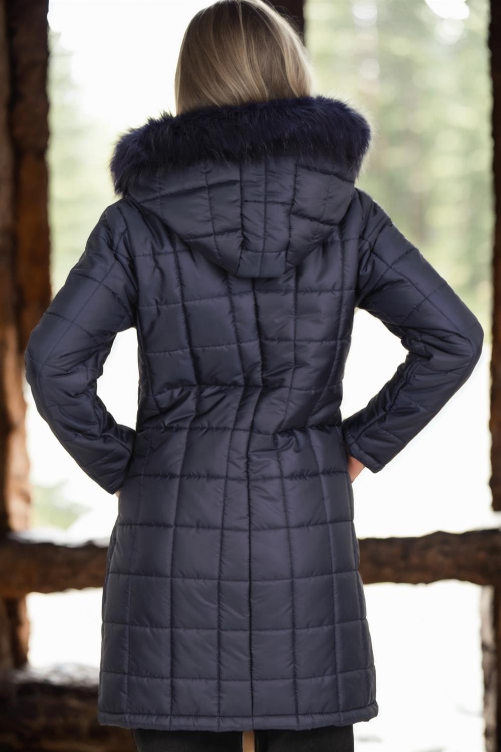 Z6653 DEWBERRY WOMEN'S COAT-DARK NAVY BLUE