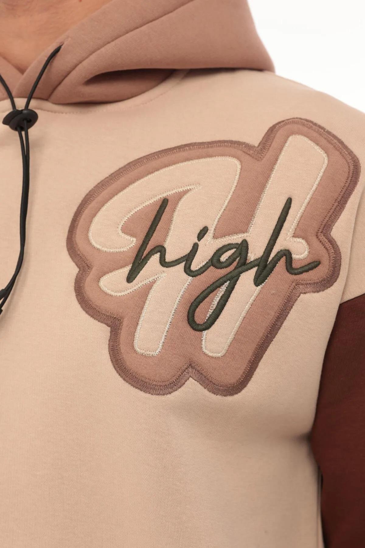 71185 Dewberry Embroidered Oversize Mens Sweatshirt-BEIGE