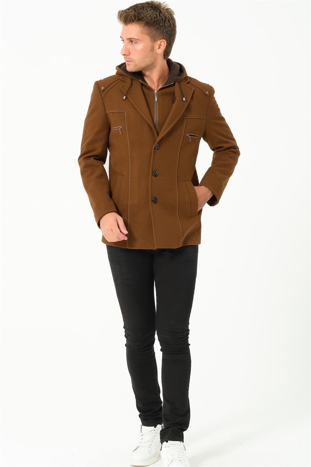 K7532 DEWBERRY MEN&#039;S COAT-PLAIN CAMEL