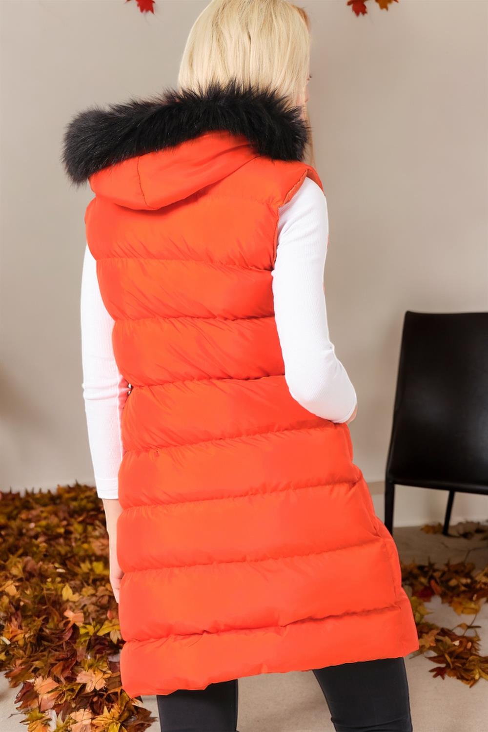 Z6761 DEWBERRY LADIES' VEST-LIGHT ORANGE