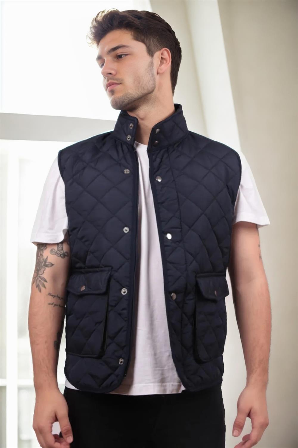 83925 Dewberry Mens Vest with Side Pockets-NAVY