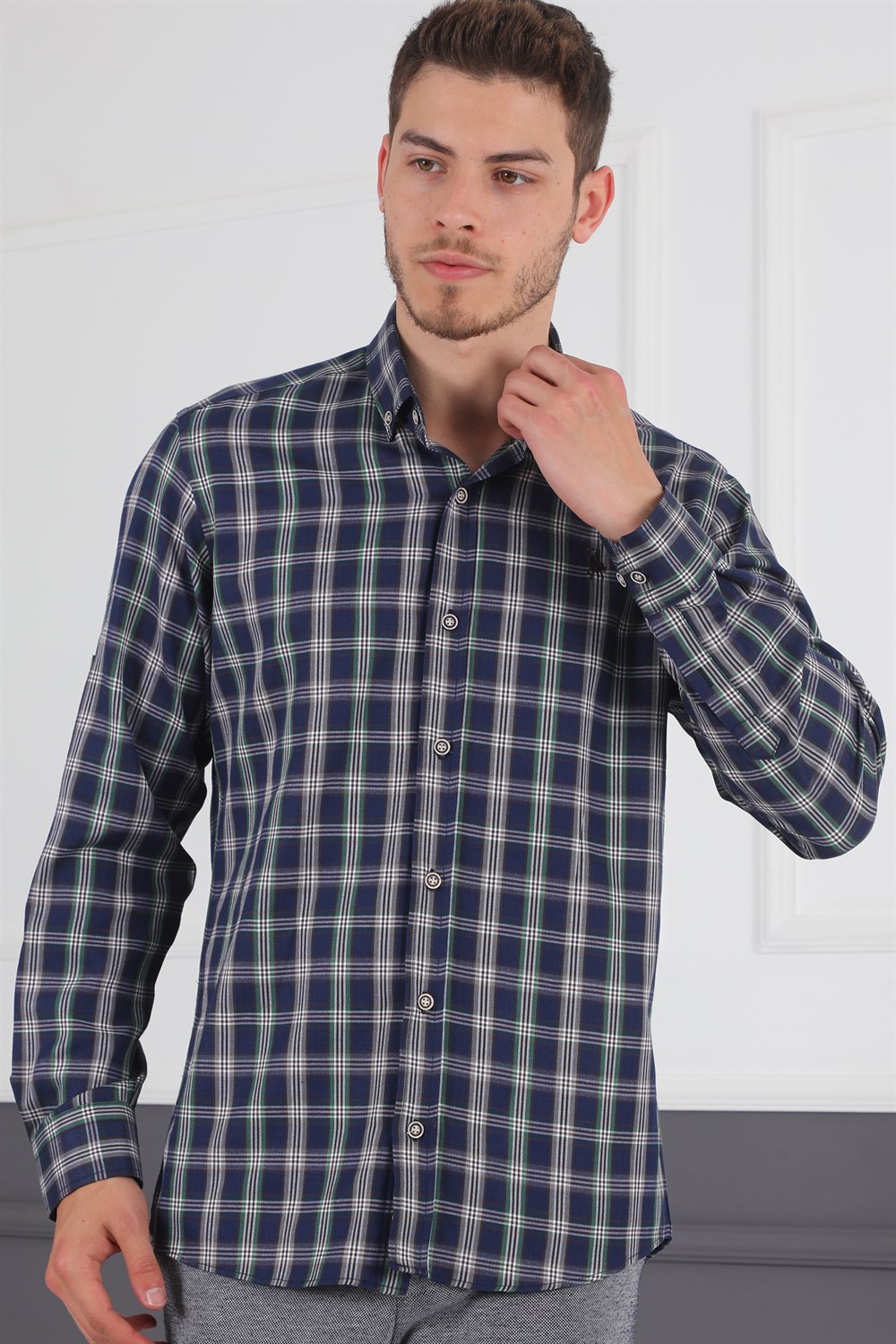 G718 DERBERRY MEN'S SHIRT-NAVY BLUE