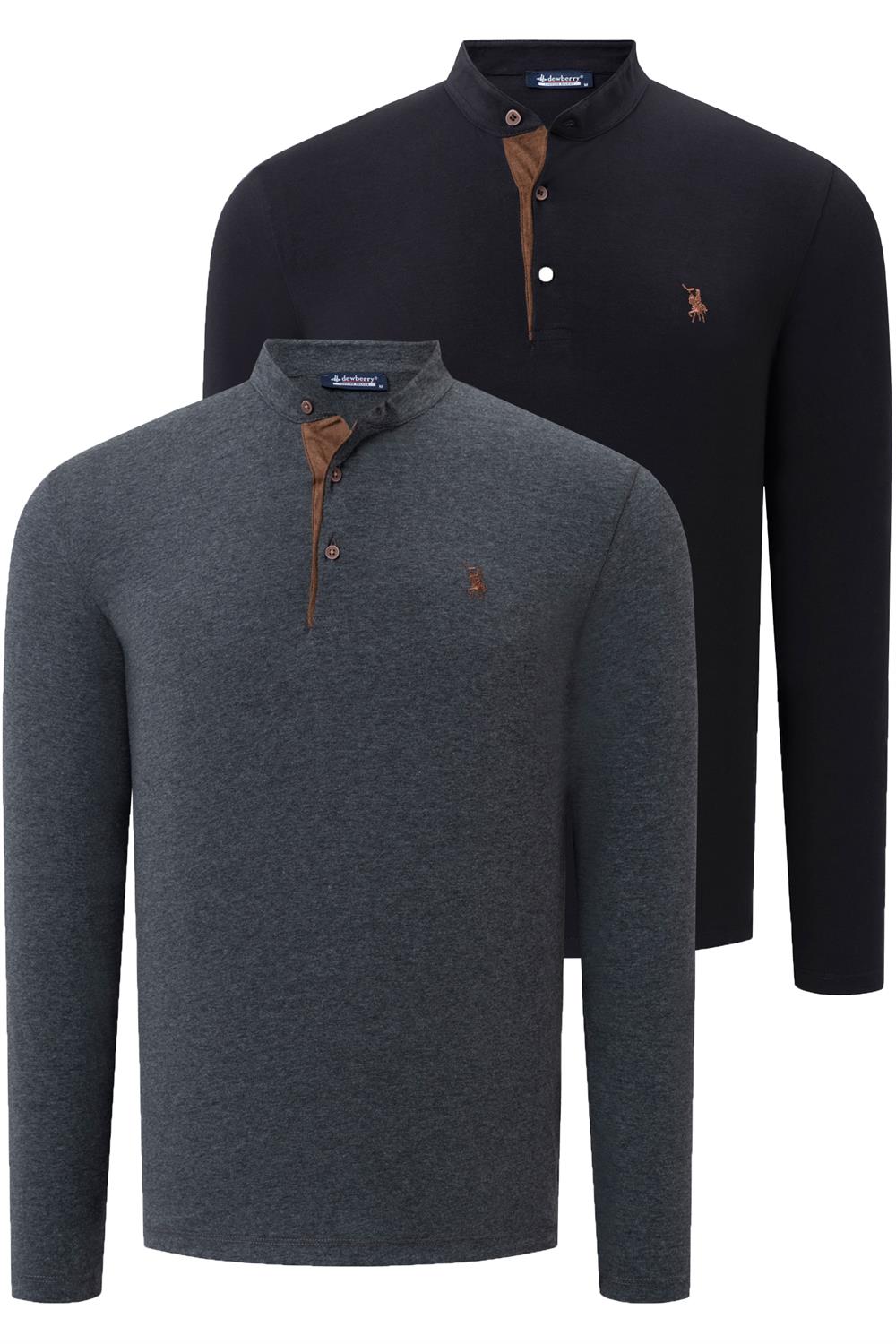 DOUBLE SET V4009 DEWBERRY MENS SWEATSHIRT-BLACK-ANTHRACITE