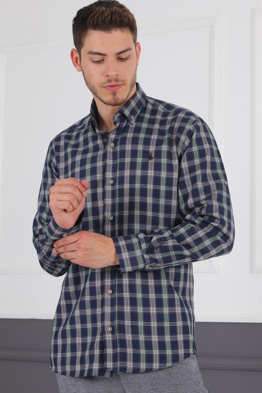 G718 DERBERRY MEN'S SHIRT-NAVY BLUE