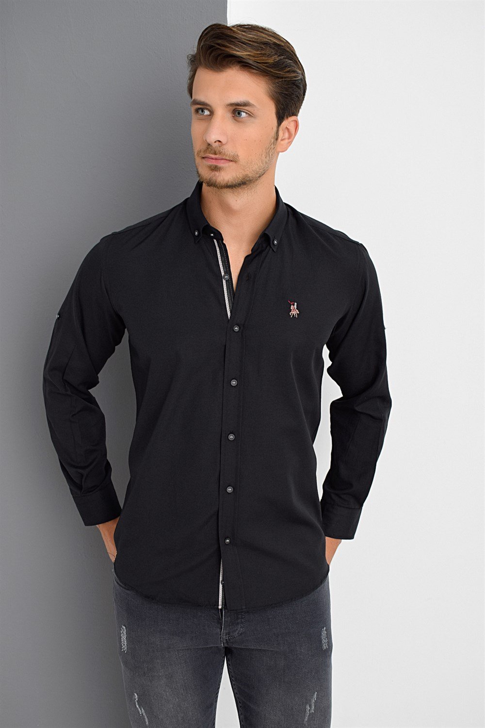 G674 DEWBERRY MEN'S SHIRT-BLACK